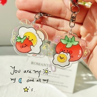 Porte-clés en acrylique personnalisé avec motif de dessin animé de tomate et d'œuf imprimé en UV couleur, breloque de sac mignonne pour couple, pendentif assorti