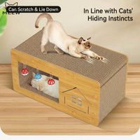 Maison pour chat à deux étages, fermée, avec griffoir intégré et clochette ; Conception élévatée et chaleureuse, idéale pour l'hiver.