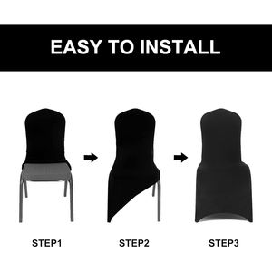 Fundas de Silla Elásticas al por Mayor, Color Blanco, Dorado y Negro, para Bodas, Fiestas, Banquetes y Eventos - Product Image 3