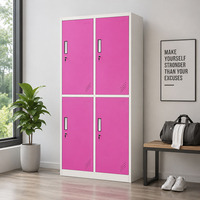 Armoire de rangement en acier à 4 portes avec serrure et trous d'aération, robuste, pour salle de sport, école, vestiaire du personnel, anti-rouille, structure robuste