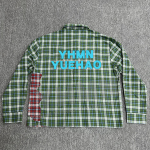 T-shirt unisexe à coupe ample personnalisée, style streetwear, imprimé à carreaux en flanelle, col boutonné, <span class=keywords><strong>vintage</strong></span>, manches longues, robe pour <span class=keywords><strong>homme</strong></span> - Product Image 2