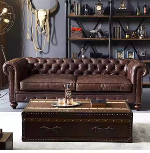 Table basse moderne en cuir véritable de style américain avec rangement et <span class=keywords><strong>hauteur</strong></span> réglable, design durable, structure en bois massif européen - Product Image 2