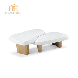 Panel moderno blanco crema estilo sala de estar mesa baja Irregular combinación mesa de centro de madera para sala de estar - Product Image 5