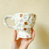 Tasses à café personnalisées en céramique avec nœud rose irrégulier et ruban, mignonnes tasses à eau pour le bureau, cadeaux d'affaires, 400 ml, compatibles lave-vaisselle