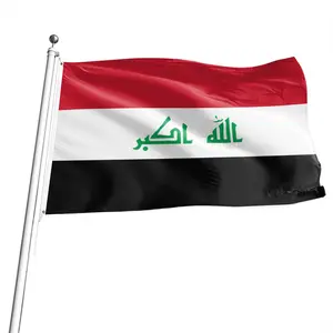 Toptan yüksek kalite uçan irak bayrağı 3x5 ft bayrak Polyester ülke bayrağı