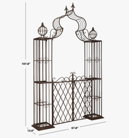Arche de mariage en métal robuste à double barre pour plus de stabilité, arche de jardin décorative rustique en métal pour entrée de patio