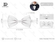 Pajarita Blanca Lisa Brillante Pre-Atada de Seda, Accesorio Formal - Product Image 3