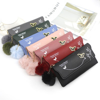 Dompet wanita murah kustom dompet kulit Pu fesyen tas tangan penyimpan kartu panjang warna Solid untuk wanita