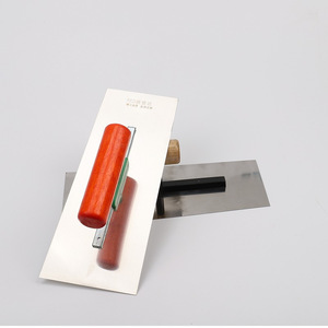 Truelle à plâtre rectangulaire à manche en bois, petite taille, en acier inoxydable, pour maçonnerie et construction - Product Image 1