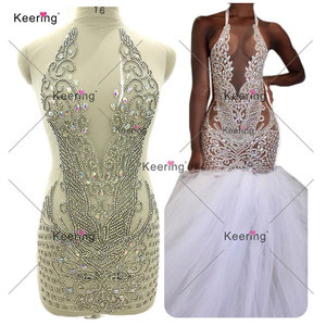 WDP-395 di fascia alta per cucire abiti da sposa da donna <span class=keywords><strong>verde</strong></span> cristallo con disegno di fiori Keering strass <span class=keywords><strong>Applique</strong></span> - Product Image 6