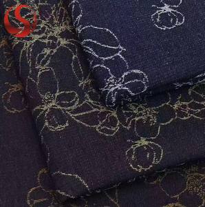 Органическая тканая ткань из окрашенной пряжи с узором «Процветающие цветы», экологичная, водонепроницаемая, джинсовая, 80% хлопок, 20% полиэстер, эластичная, ширина 180 см - Product Image 3
