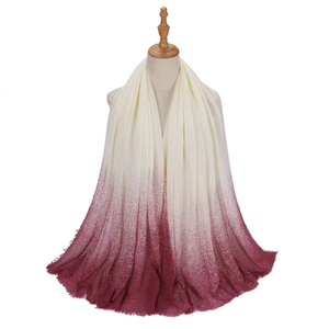 Venta caliente Malasia dos colores degradado chal pañuelo Floral viscosa elástico Ombre Hijab gasa arrugada TR pañuelos étnicos - Product Image 5