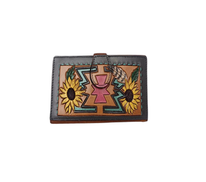 Chaînes de portefeuille à glissière en cuir véritable avec sculpture de fleurs à la main de la meilleure qualité avec style vintage pour l'été et l'hiver - Product Image 5