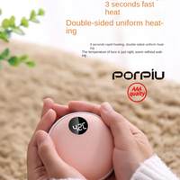 Calentador de Manos Ultrafino y Pequeño PORPIU, Banco de Energía Portátil de 5000 mAh con Pantalla LED, Carga Rápida, para Uso en Exteriores