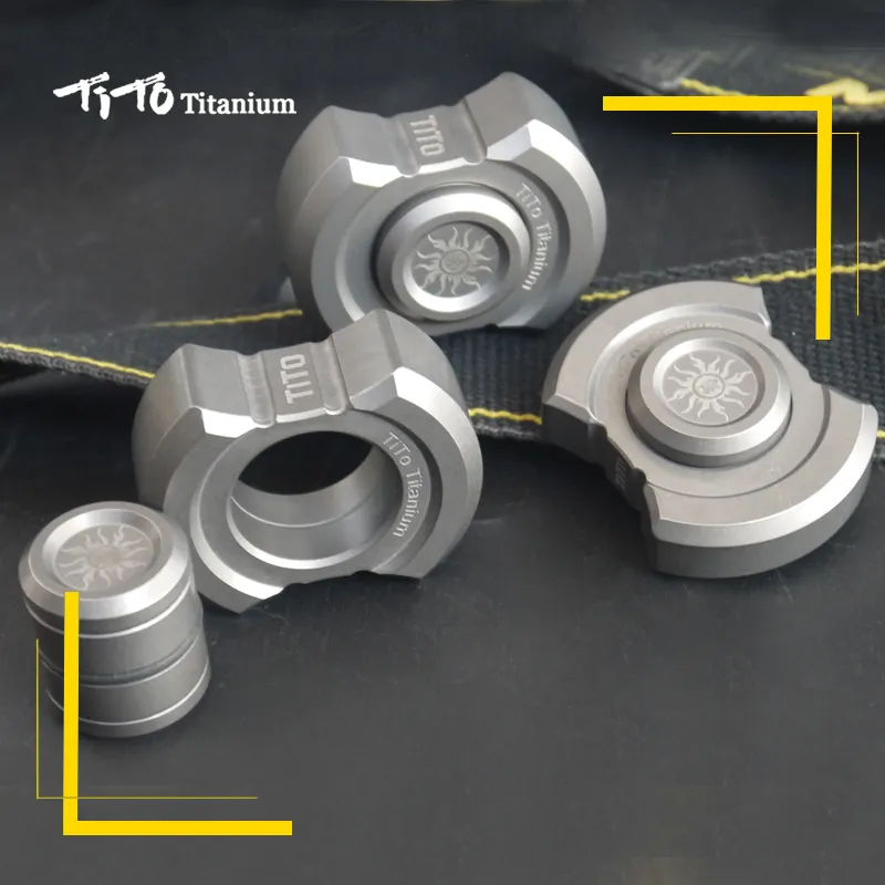 TiTo Titanium EDC Titanium Alloy Toy Fidget Spinner with Finger Ring Outdoor EDC