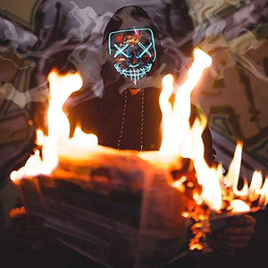 Máscara Luminosa POWER con Diseño en Forma de V, Máscara LED con Efecto de <span class=keywords><strong>Sangre</strong></span> Terrorífica, Fluorescente, para Fiestas de Disfraces y Cosplay - Product Image 6