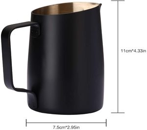 <span class=keywords><strong>Pichet</strong></span> à <span class=keywords><strong>lait</strong></span> en acier inoxydable pour barista, avec bec verseur arabe, pour faire des latte art, en noir - Product Image 2
