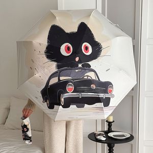 Paraguas de Viaje Personalizado con Estampado de Gato y Camión, Protección UV, Resistente al Viento, Plegable y Compacto <span class=keywords><strong>para</strong></span> Mujer - Product Image 1