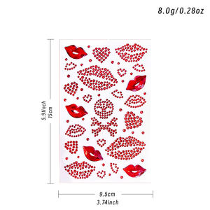 Autocollants 3D pour le visage en forme de lèvres roses et rouges, strass pour les lèvres, bijoux corporels romantiques DIY pour la Saint-Valentin, décorations de maquillage pour le Nouvel An - Product Image 6