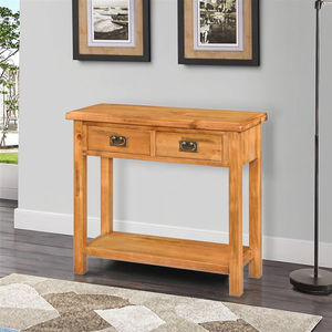 Mesa de salón de madera maciza marca QUEENSLAND, 2 cajones, muebles de sala de estar de madera maciza de roble/Pino/Acacia, fabricación de Vietnam - Product Image 2