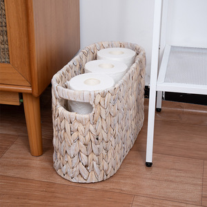 Cesta de Almacenamiento Tejida Bobai, Rectangular, Blanca, Hecha a Mano, Tipo Piso, para Baño, Organizador de Papel Higiénico y Uso en Oficina/Hogar - Product Image 1