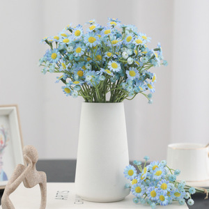 <b>Artificial</b> Daisy <b>Bouquet</b> Blue White Plastic Silk Flowers For Home Wedding Decorations - Product Image 1
