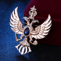 Pin bros mahkota hewan, lencana elang berkepala ganda, setelan Pin bros mahkota hewan
