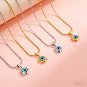 Lucky Amulet Jewelry Gold Anti-Tarnish No-Fade Stainless Steel Enamel Turkish Blue Eye Pendant Men's Eco-Friendly Necklace - Product Image 3