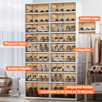 Organisateur de chaussures pliable à 9 niveaux, facile à installer, armoire à chaussures en plastique monobloc, organisateur de chaussures en plastique avec logo personnalisé