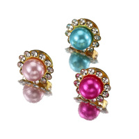 Supports de fleurs en perles multicolores, strass cabochon, broche DIY, épingle à cheveux, accessoires de décoration pour nœuds