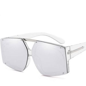 New Arrivals Trendy Men Women <b>Mirror</b> Lens <b>Irregular</b> Rimless Sunglasses Custom Logo UV400 Oversized Women Sunglasses 2021 - Product Image 5