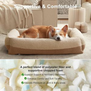 Cama Moderna para Perros de Diseño Nuevo, Cama de Lujo para Mascotas de Tela de Lana Bouclé con Asa de PU - Product Image 3