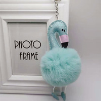 Flamingo Pom Pom porte-clés jouets en peluche dessin animé mignon moelleux boule de fourrure flamant rose peluche porte-clés pendentif porte-clés