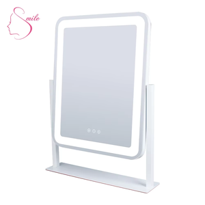 <span class=keywords><strong>Espejo</strong></span> de tocador LED estilo circular, rotación de 360 grados, mesa de maquillaje de escritorio, acabado de Metal de vidrio, silicona táctil cuadrada - Product Image 6