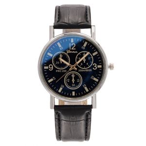 Venta al por mayor de moda de tres ojos luz azul espejo reloj de cuarzo cinturón de los hombres - Product Image 1