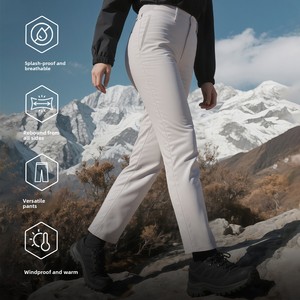 <span class=keywords><strong>Pantalon</strong></span> <span class=keywords><strong>de</strong></span> randonnée pour <span class=keywords><strong>femme</strong></span> à logo personnalisé, respirant, <span class=keywords><strong>doublé</strong></span> thermique, taille mi-haute, extensible, tissé, pour l'extérieur par temps froid, coupe droite - Product Image 4