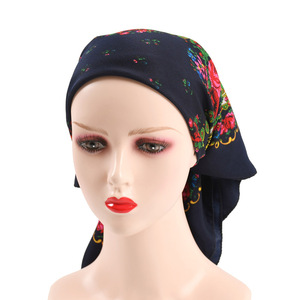 Bufanda floral rusa Flor de lujo Pañuelo pequeño Chal étnico Mujeres Hijab Bufanda acrílica Impreso 70CM Diadema Bufanda Bandana - Product Image 2