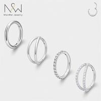4Pcs Grosir Anting Hidung Septum Clicker Stainless Steel CZ Zircon Lapis Emas PVD Anting Hoop Perhiasan Tindik Tubuh Modis