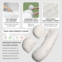 Oreiller de soutien pour la grossesse ergonomique et amovible en polyester, confortable