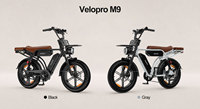 Vélo électrique VELOPRO M9 à double batterie, stock UE, 48V 35Ah, 150km, 25km/h, prise européenne, pneus larges 20 pouces, vélo de ville pour adultes