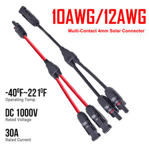 热销1000V 30A IP67 Y型分支太阳能光伏板连接器电缆PPO材质10AWG <span class=keywords><strong>2</strong></span>合1 Y3 1对<span class=keywords><strong>2</strong></span> <span class=keywords><strong>3</strong></span>路用于电力传输 - Product Image 1