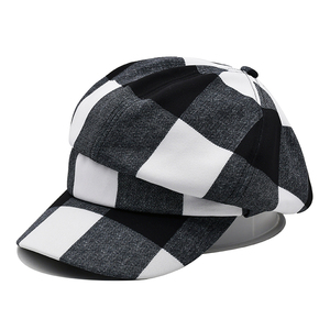 Créateur de mode français hommes dames décontracté béret casquette personnalisé à carreaux béret chapeau pour femmes - Product Image 1