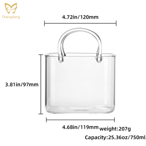 แก้วน้ำทรงกระเป๋าถือใส แก้วใสทรงสร้างสรรค์ แก้วน้ำผลไม้ ชา น้ำผลไม้ค็อกเทล ขนาด 750 มล. - Product Image 3