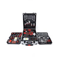 Juego de Herramientas Manuales de Acero al Carbono de 187 Piezas, Juego de Herramientas para el Hogar, Juego de Llaves Combinadas en Caja con Ruedas para Reparación de Automóviles/Máquinas