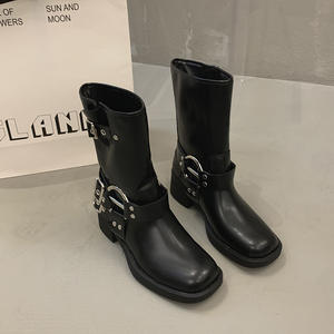 Botas de Motocicleta de PU Transpirables de Estilo Nuevo 2026 - Botines Retro Vaqueros Occidentales con Punta Puntiaguda/Redonda y Plataforma Alta para Verano y Otoño - Product Image 2