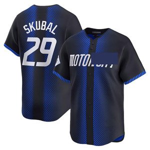 Kaus Bisbol Pria 7 McGonigle 29 Tarik Skubal 31 Greene 35 Verlander Kaus Bisbol Amerika Jahitan Modis Biru Laut Oranye - Product Image 3