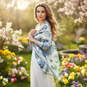 Foulard Quadrato Floreale Lily 70x70cm in Seta Stampata, Accessorio Moda Donna Primavera Estate, Fazzoletto Multifunzionale - Product Image 3