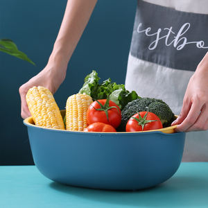 Cuisine Ménage En Plastique Double Couche Laveuse Vidange Bassin Légumes Fruits Bol Vidange Panier - Product Image 6