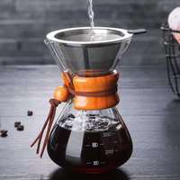Carafe à café isotherme en verre borosilicate de 600 ml pour café arabica, avec manchon en bambou, pour partage