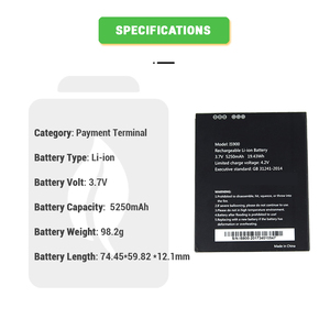 <span class=keywords><strong>Cowon</strong></span> vente en gros 3.7V 5250mAh remplacement Lithium Ion Li-ion IS900 batterie pour PAX A920 A920C POS Terminal Machine - Product Image 2